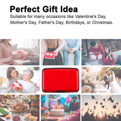 Kaabao Credit Card Holder, RFID Blocking Metal Card Wallet for Women Men Slim ID Card Holders Protector Aluminum Business Hard Case (Red)