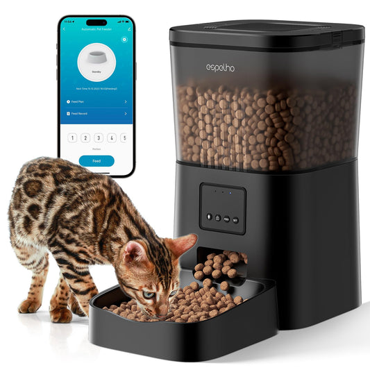 Espelho Automatic Cat Feeders WiFi: Food Dispenser with App Control 2.4Ghz WiFi- Smart Timed Cats Feeder with Voice Recorder| 4L Auto Pet Feeder for Cat and Small Dog- Up to 10 Meals per Day