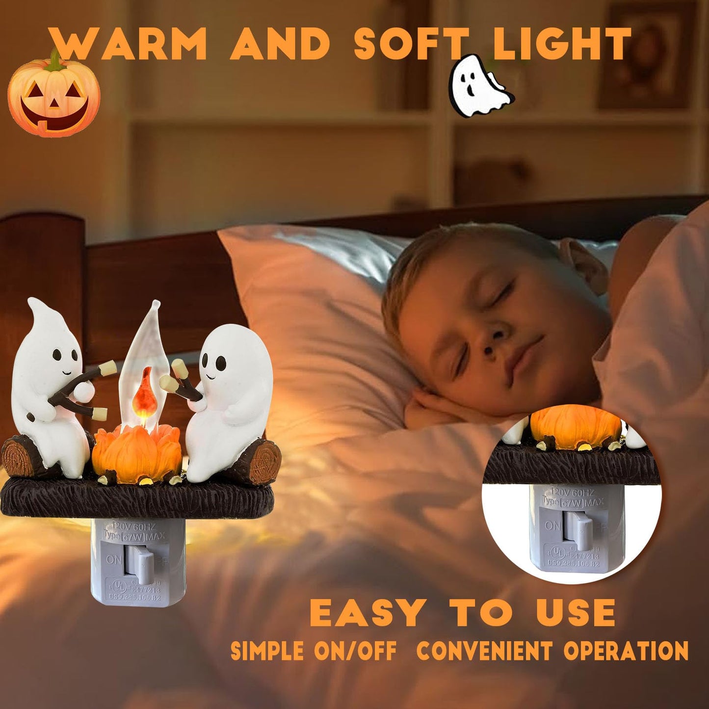 Ghost Campfire Nightlight, Ghost Campfire Flickering Nightlight, Campfire Flame Halloween Nightlight