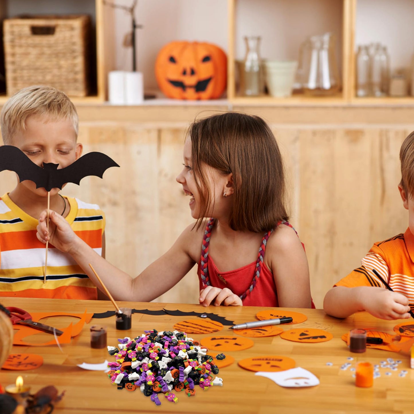 300 Pieces Halloween Mini Erasers, Assortment Novelty Pencil Erasers Bulk for Students Home School Work Classroom Rewards Prizes Gift