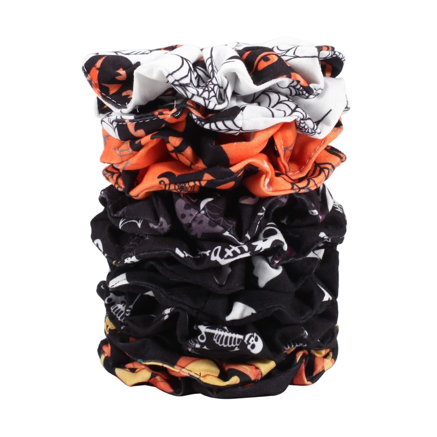 12PCS Halloween Hair Scrunchies Soft Fall Pumpkin Skull Ghosts Bat Spider Web Hair Ties Scrunchy Elastics Hair Bands Gifts Ponytail Holder Accessories for Women Girls (12PCS-Halloween)
