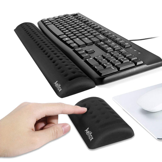 Keyboard Wrist Rest & Mouse Wrist Rest Set, Memory Foam Ergonomic Wrist Pad for Computer Keyboard Laptop Wrist Support, Arm Rest for Desk Accessories in Home Office School(Black)
