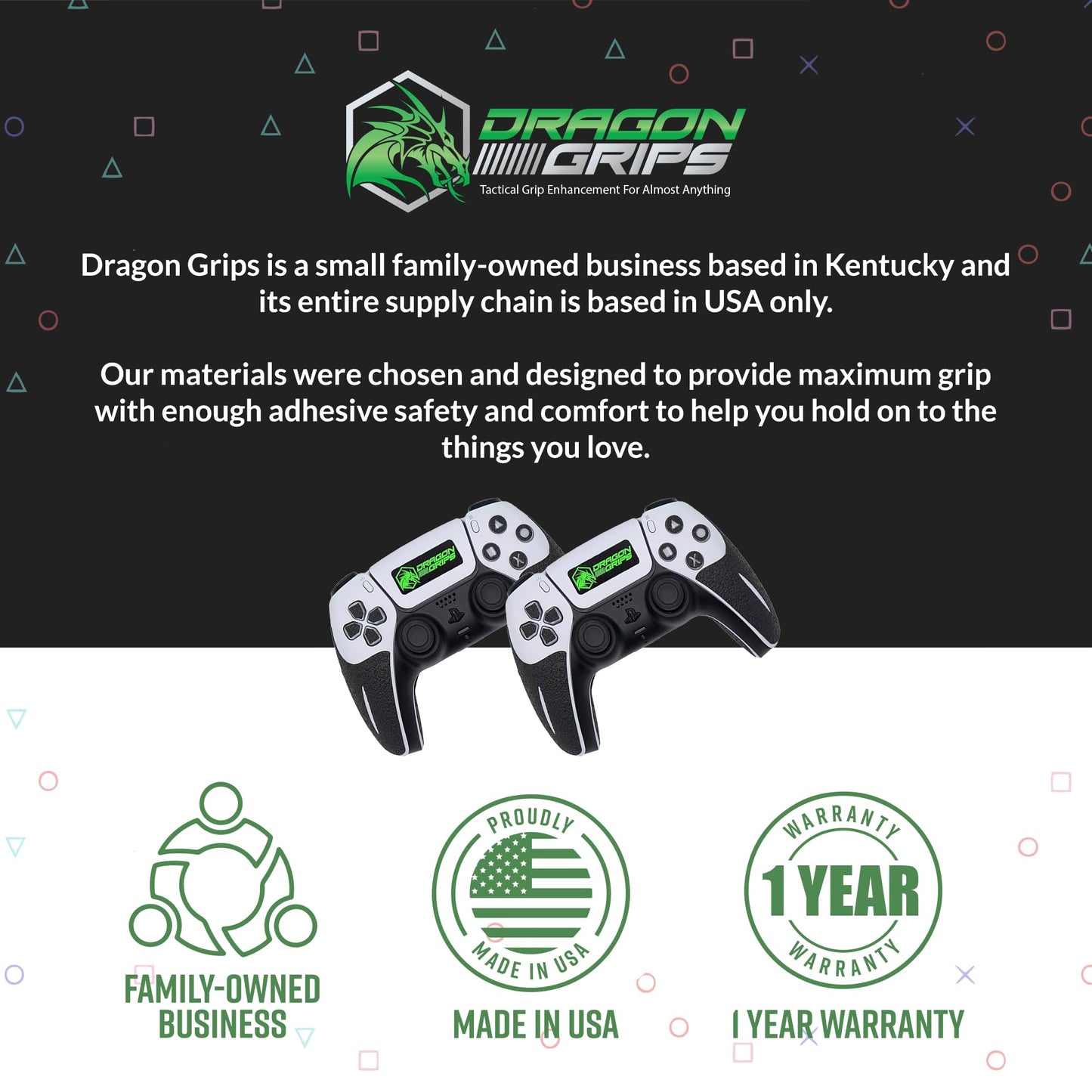 Dragon Grips PS5 Controller Grip, 22 Pcs Black Textured Non-Slip Rubber PS5 Controller Grips Stickers, Perfectly Fit to Any Handles, Trigger Buttons & D-pad, Sweat Resistant to Enhance Gaming Control