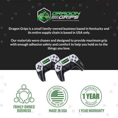 Dragon Grips PS5 Controller Grip, 22 Pcs Black Textured Non-Slip Rubber PS5 Controller Grips Stickers, Perfectly Fit to Any Handles, Trigger Buttons & D-pad, Sweat Resistant to Enhance Gaming Control