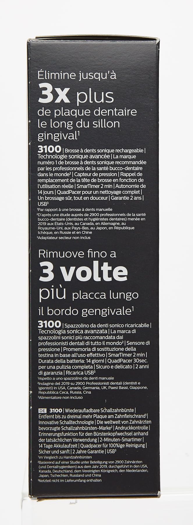 Philips Sonicare 3100 Series Sonic Electric Toothbrush (Dual Pack) with Pressure Sensor and BrushSync replacement reminder (Black and White) (Black and White)