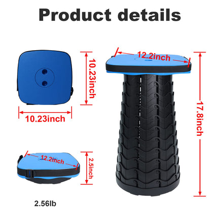 Deer's Life Square Portable Folding Stool, Upgrade Full Color Collapsible Stools for Adults Heavy Duty 485lbs Yet Small Lightweight Telescoping Retractable Camping Stool (Blue, Square)