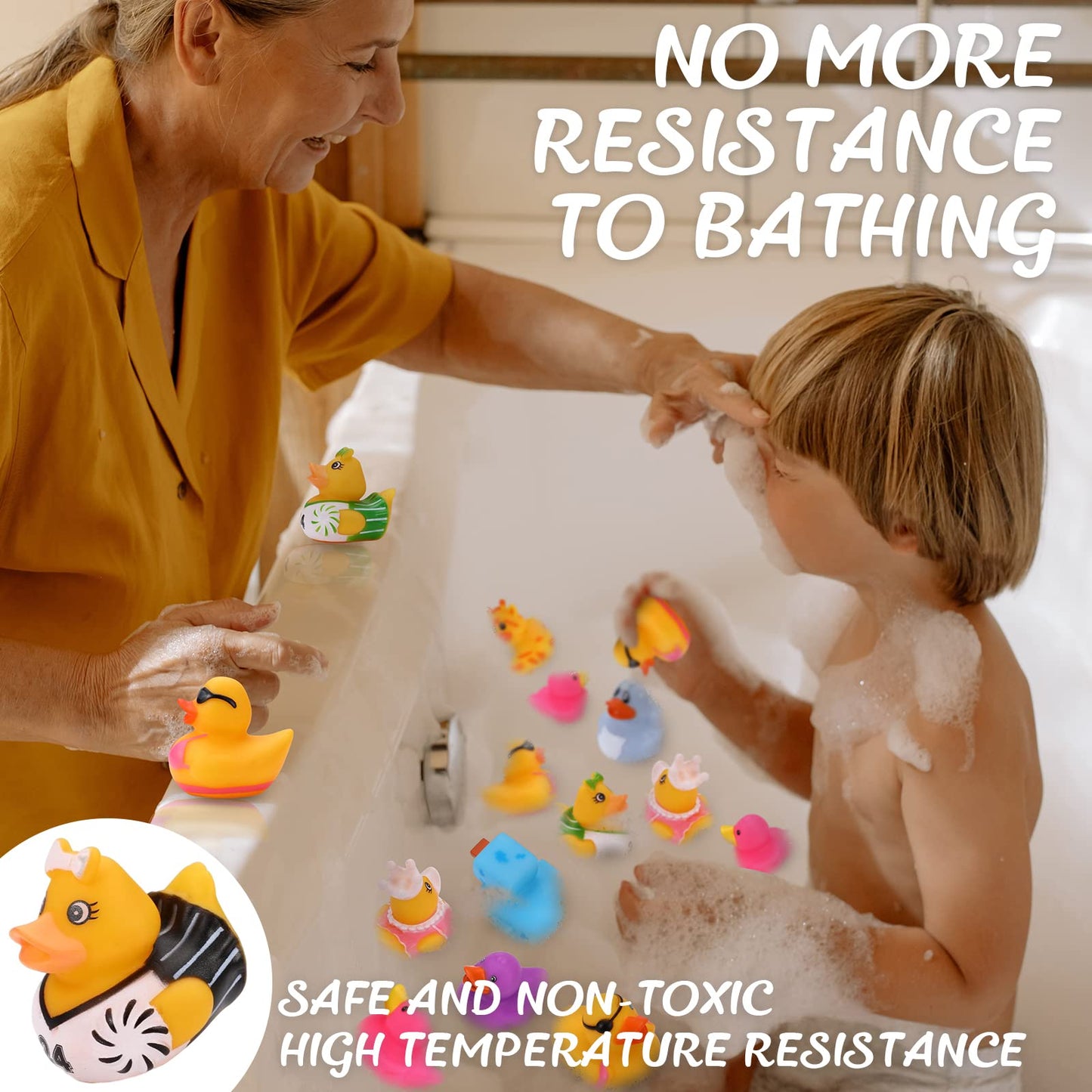 100 Pack Rubber Ducks in Bulk, Assorted Ducks for Jeeps Ducking, Mini Rubber Duckies for Baby Bath Toys, Kids Bath Pool Toys Birthday Gifts Party Favors