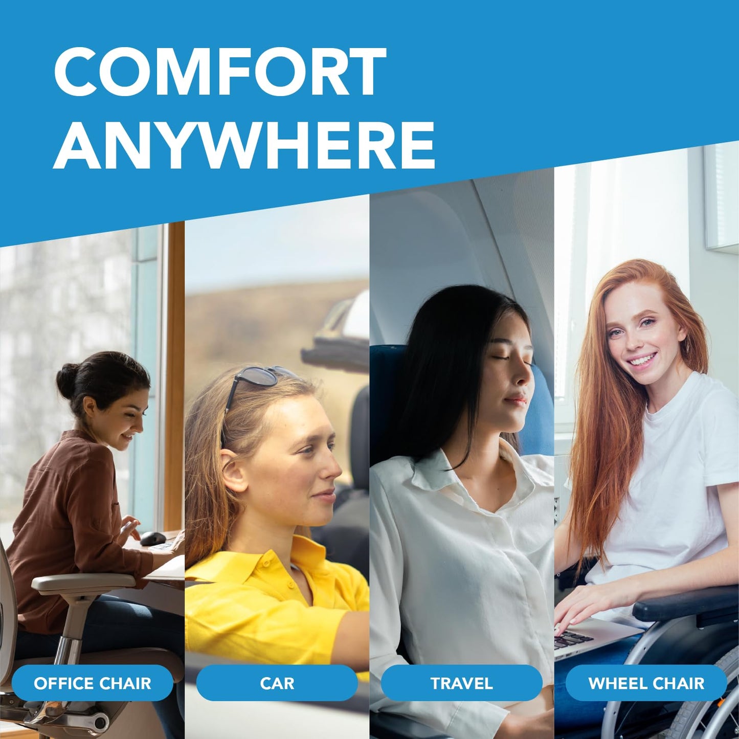 kingphenix Wedge Car Seat Cushion: Memory Foam Truck Seat Cushion for Car Seat Driver - Sciatica and Back Pain Relief - Enhancing Driving Comfort -Black