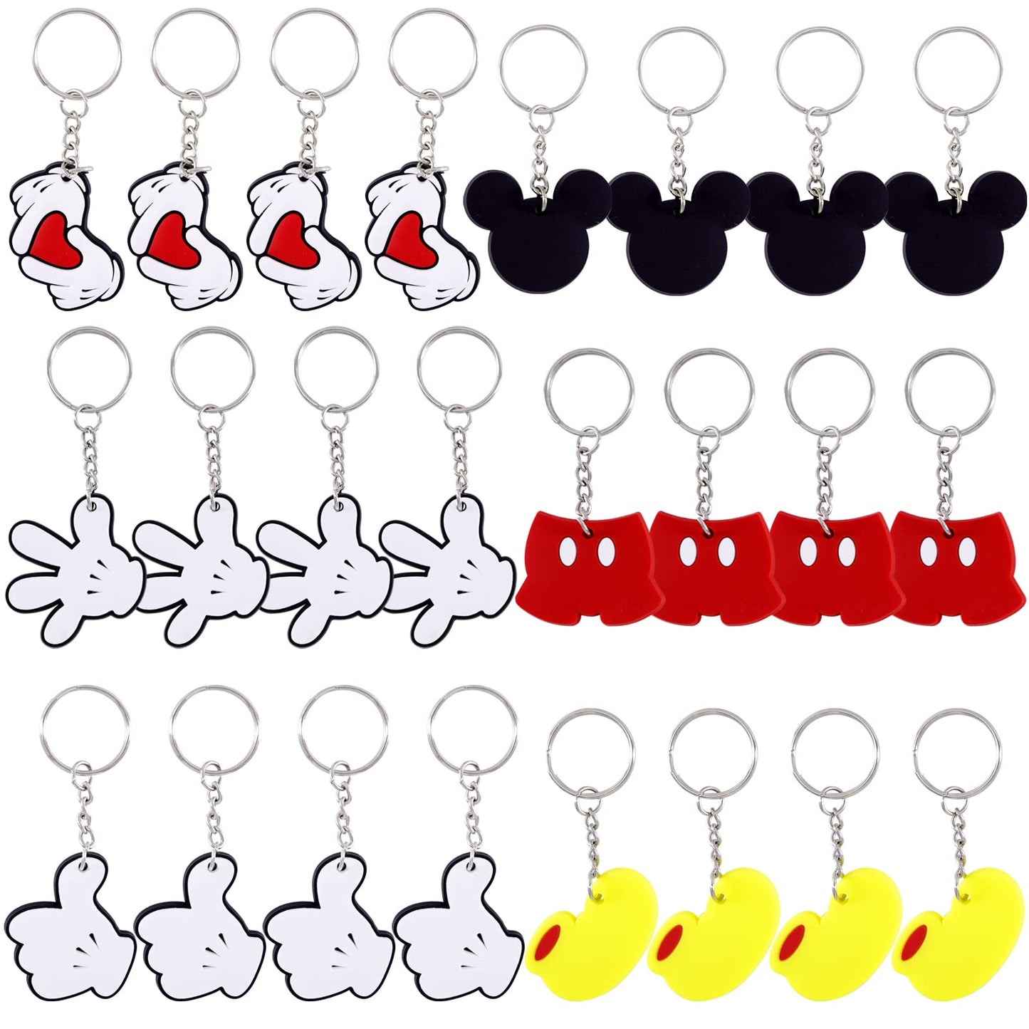 Lecinc 24 Pcs Mouse Keychain, Cute Mouse Silicone Keychain for Mouse Theme Party Favors Pendant, Mouse Birthday Party Supplies