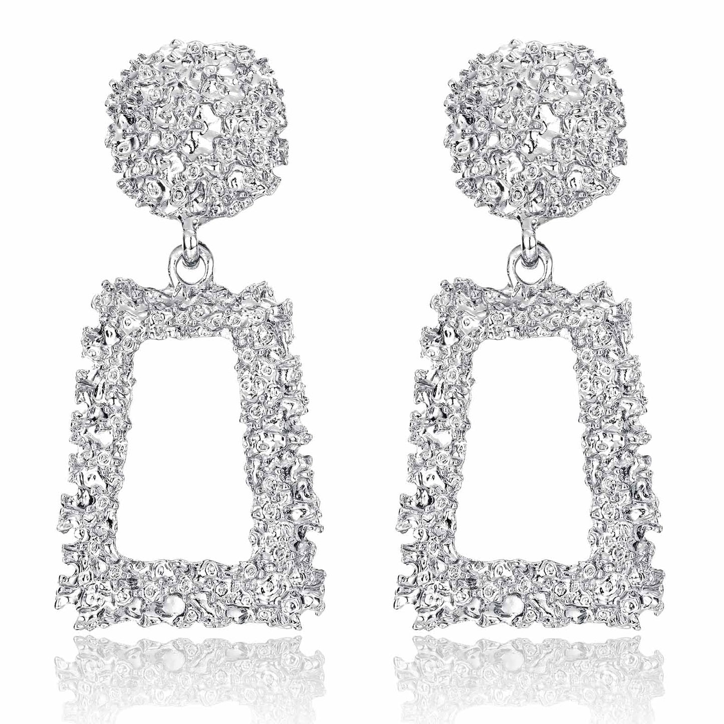 Diamday Earring Clip for Women Gold Hot Pink Ear Clips Women Without Pierced Ears Large Rectangular Geometric Dangle Earrings Fake Earrings Gold Earrings Non Piercing