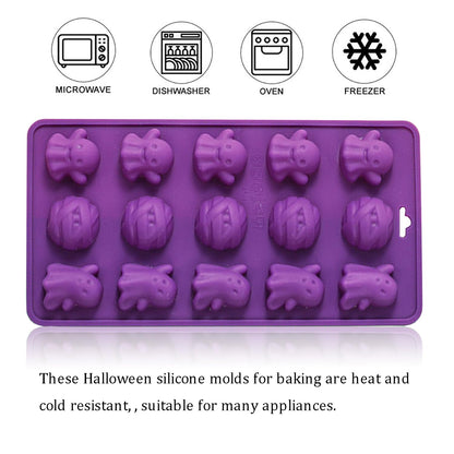 2 Packs Halloween Silicone Molds Ghost Molds Silicone Cute Ghost Chocolate Candy Baking Mold for Halloween Candy Chocolate Jelly Ice Cube Cake Topper