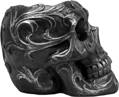 DWK Skull Victorian Gothic Decorative Pen Holder | Goth Office Supplies and Black Desk Organizers and Accessories | Gothic Halloween Desk Decorations - 5"
