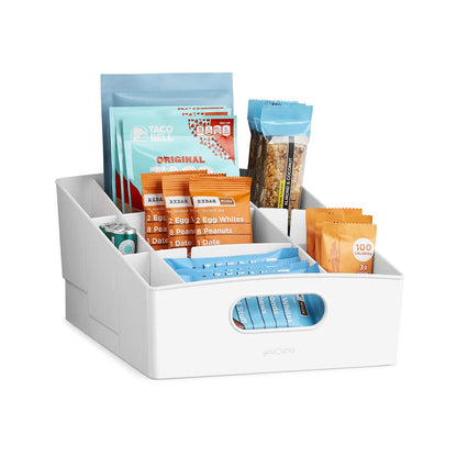 YouCopia ShelfBin Packet Organizer, 4-Tier Stairstep Raised Divided Bin, BPA-Free Storage Caddy for Kitchen Pantry and Cabinet Organization, Tea Bags, Medicine, and More