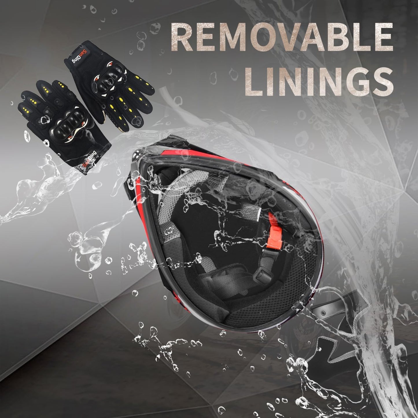 Kids Youth Off-Road Motorcycle Helmet Full Face,Goggles, Gloves & Mask Set,DOT Approved ATV BMX MX Mountain Bike Motocross Gear for Boys Girls Halloween (Red, S)