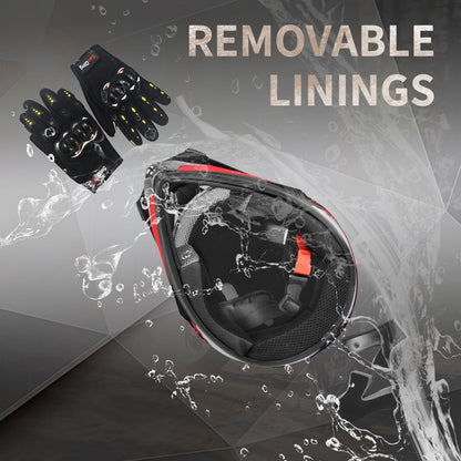 Kids Youth Off-Road Motorcycle Helmet Full Face,Goggles, Gloves & Mask Set,DOT Approved ATV BMX MX Mountain Bike Motocross Gear for Boys Girls Halloween (Red, S)