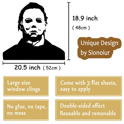 Halloween Window Clings Decorations Spooky Silhouette Removable PVC Double-Side Window Sticker Haunted House Ghost Large Scary Decals for Halloween Party Supplies Home Office Window Glass Mirror