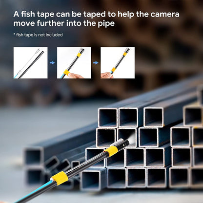 DEPSTECH Dual Lens Industrial Endoscope, 1080P Digital Borescope Inspection Camera, 7.9mm IP67 Waterproof Sewer Camera with 4.3" LCD Screen, 7 LED Lights, 16.5FT Semi-Rigid Cable, 32GB Card-Black