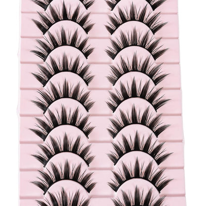 10 Pairs Manga Lashes Spiky Anime Cosplay Lashes 15mm Janpanese False Eyelashes Manhua Anime Doll Eye Lashes Halloween Makeup False Lashes