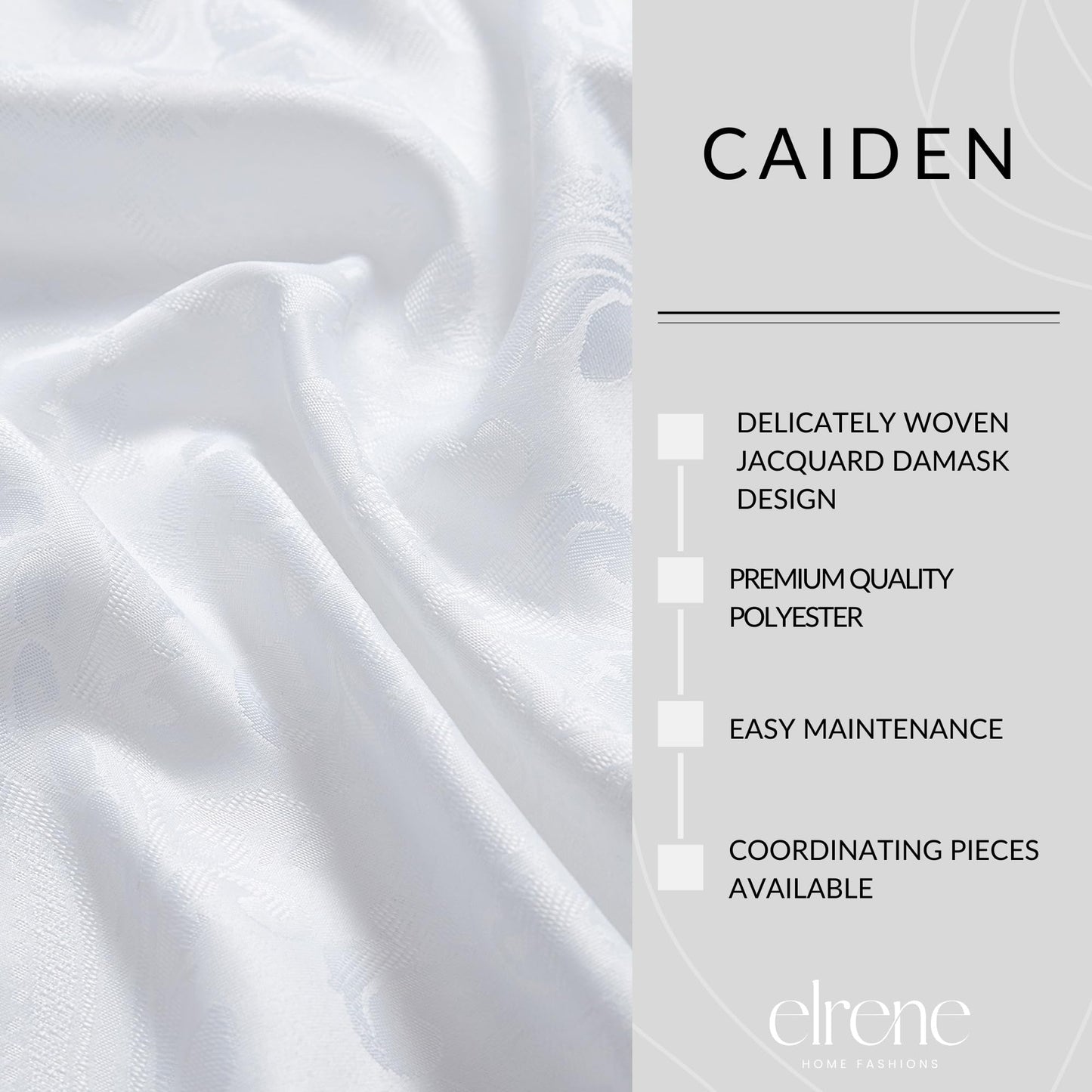 Elrene Home Fashions Caiden Elegance Damask Tablecloth, 60" x 144", White