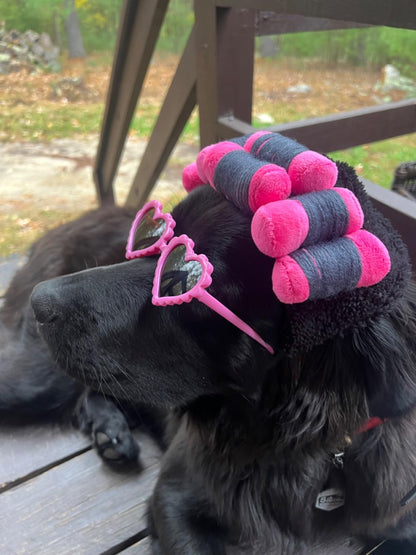 Funny Dog Curler Wig Costume & Glasses - Adjustable, Soft & Warm Pet Wig for Small, Medium & Large Dogs & Cats - Perfect for Halloween, Christmas & Parties (Fits Pet Head Circumference 6-27 Inch)