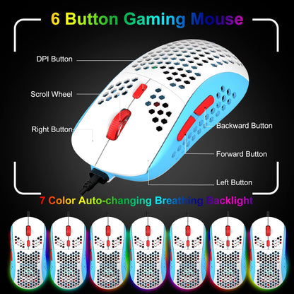 60% Gaming Keyboard and Mouse Combo Duble Color Keycaps Samll RGB Backlight Mechanical Feeling and Mechanical RGB 6400 DPI Honeycomb Optical Mouse,Gaming Mouse pad for Gamers and Typists