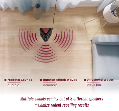 4-in-1 Ultrasonic Rodent Repellent Plug-in Electronic Mice Repeller Rat Deterrent, Pest Control Device with Ultrasound, Electric Impulse, Flashing Lights, Predator Sounds, Indoor Mouse and Rat Control