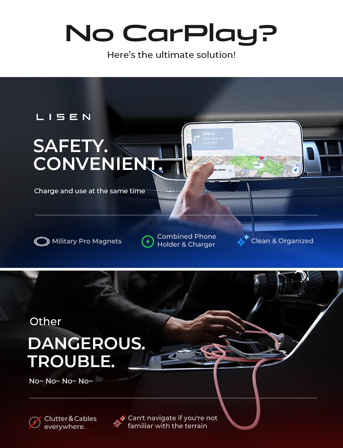 LISEN for 15W MagSafe Car Mount Charger,Magnetic Wireless Car Charger for iPhone 16 Pro Max Accessories,Magnetic Phone Holder for iPhone 16e 15 14 13 12,Samsung with MagSafe,Gifts for Men Women