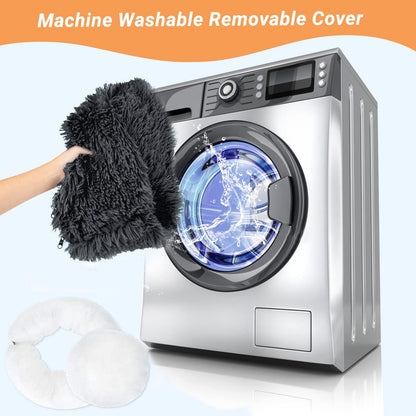 Donut Dog Bed Extra Large Washable - Anti Anxiety Calming Cosy Fluffy Plush Puppy Kitten Round Super Soft Snuggle Pet Cat Beds for Indoor Cats: Light Grey 80cm