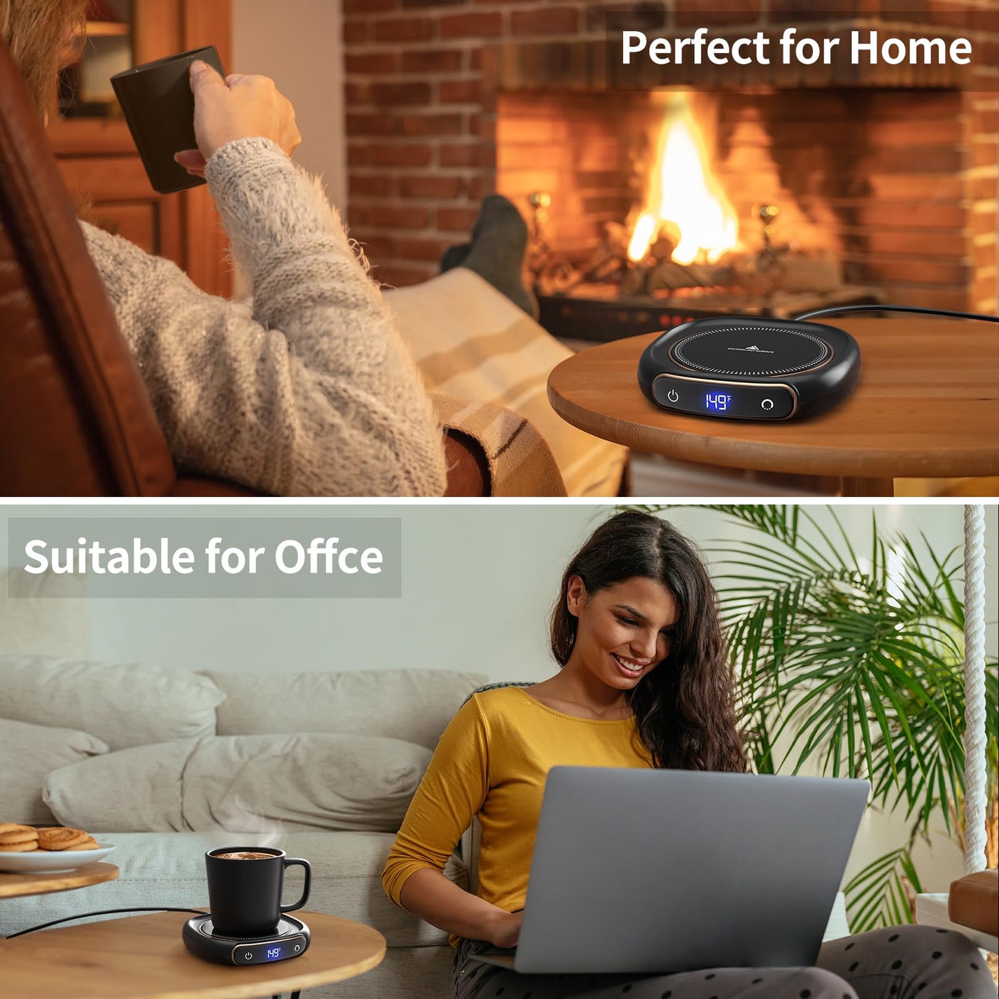 Lerat Coffee Mug Warmer & Mug Set for Desk, Electric Coffee Cup Warmer with Auto Shut Off, 3 Temperature Setting Smart Cup Warmer for Heating Coffee, Milk, Beverage, Candle Jar (Black), 12oz