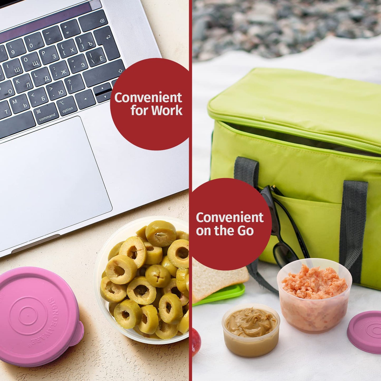 Condiment Cups Containers with Lids- 8 pk. 2.3 oz.Salad Dressing Container to go Small Food Storage Containers with Lids- Sauce Cups Leak proof Reusable Plastic BPA free for Lunch Box Picnic Travel