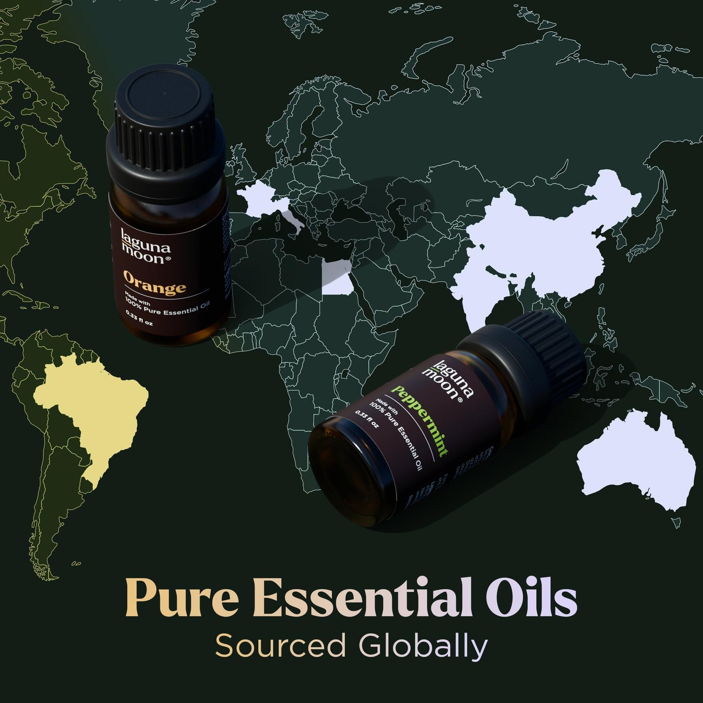 Lagunamoon Essential Oils Set - Top 6 Blends for Diffusers, Home Care, Candle Making Scents, Fragrance, Aromatherapy, Humidifiers, Gifts - Peppermint, Tea Tree, Lavender, Eucalyptus, Orange (10mL)