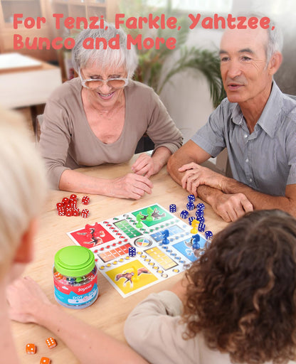 JoyCat 16mm 6 Sided Dice Set Standard Game Dice Kids for Board Games Dice Games Math Dice for Classroom with Storage Bucket (100, Opaque)