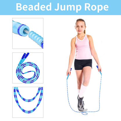Leeboom Jump Rope, Adjustable Length Electronic cigarettes Tangle-Free Segmented Soft Beaded Skipping Rope, Fitness Jump Rope for Kids, Man, and Women Weight Loss 9.2 Feet