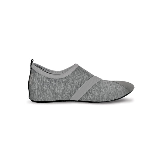 FITKICKS Original Women's Foldable Active Lifestyle Minimalist Footwear Barefoot Yoga Sporty Water Shoes - Heathered Gray/Gray, Medium