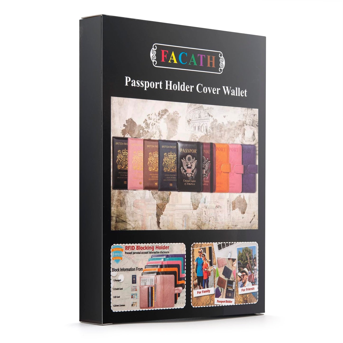 FACATH Passport Cover Case, Holder, Protector Travel Covers Wallet Case RFID Blocking Leather Card Case, Document Organizer (Sky Blue)