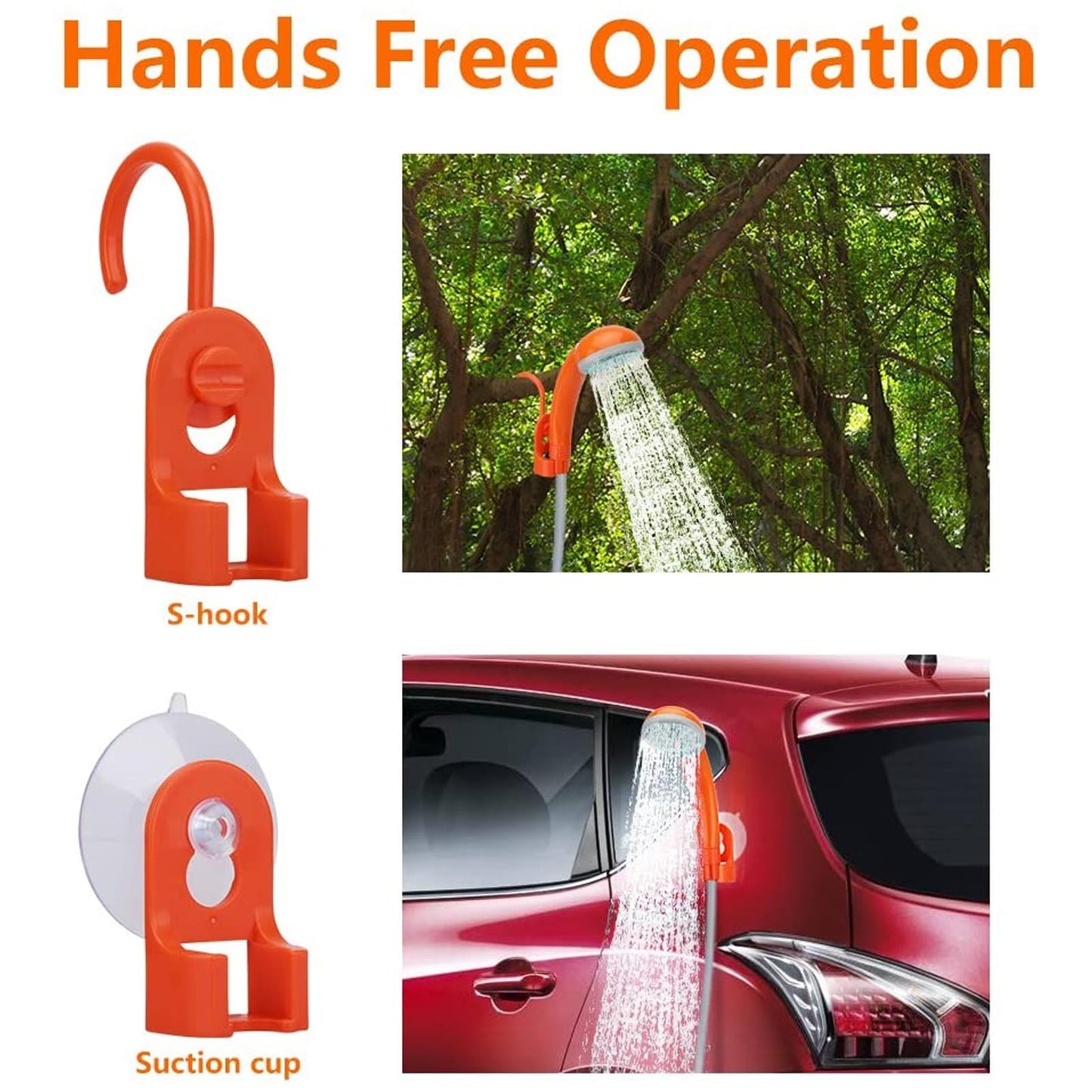 KEDSUM Portable Camping Shower, Camping Shower Pump with Dual Detachable USB Rechargeable Batteries, Portable Outdoor Shower Head for Camping, Hiking, Traveling GFS-1701