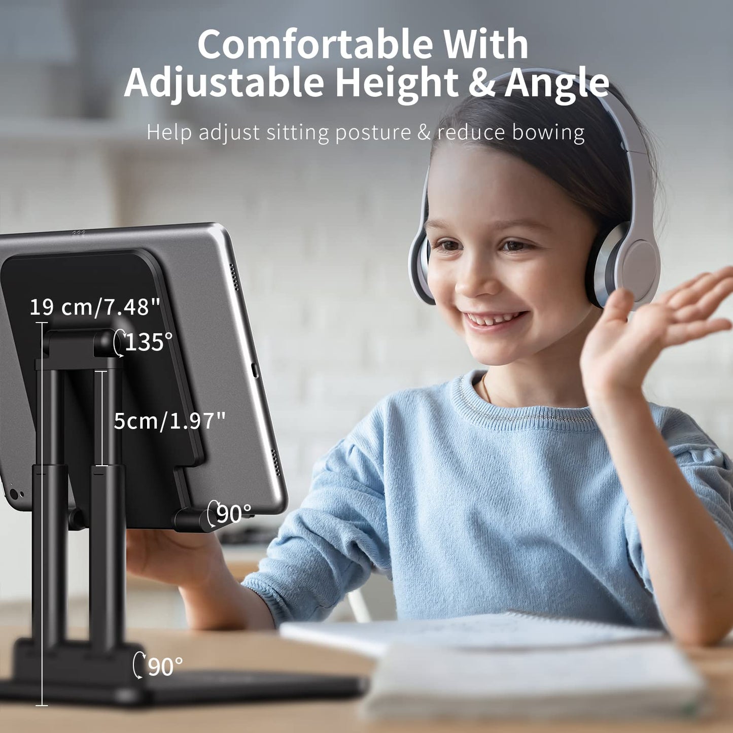 TriPro Tablet Stand -Portable Monitor Stand,4.72" Wide, Adjustable & Foldable, Super Sturdy,Tablet Holder for Desk Compatible with iPad/Tablets/Portable Monitor 7"-15.6"