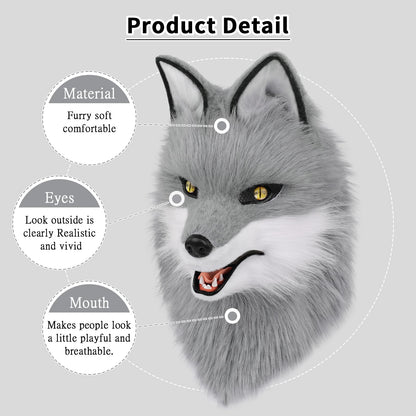 HAOAN Furry Dog Mask Animal Full Head Wolf Fox Realistic Masks for Halloween Carnival Fancy Dress Party Cosplay Costume Women Men