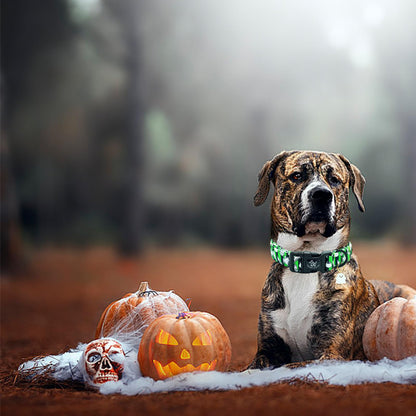 Elegant little tail Halloween Dog Collar, Ghosts Print Fall Male Cute Puppy Adjustable Cotton Pet Collar with Quick Release Buckle for Small Medium Large Dogs