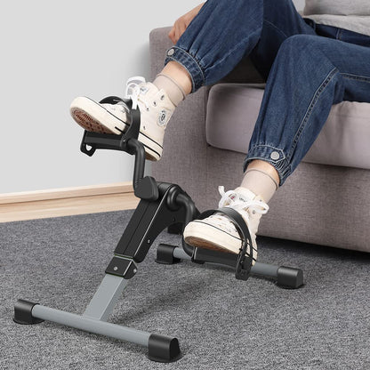 Folding Pedal Exerciser Mini Exercise Bike Portable Peddler Under Desk Bike with LCD Display for Arms and Legs Workout (Gray)