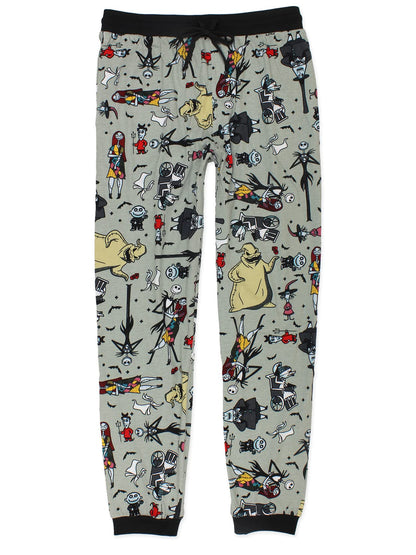 Disney Nightmare Before Christmas Mens Holiday Jogger Lounge Pajama Pant (Medium, Grey)