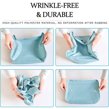 LANSKLBD 8 Set Packing Cubes for Suitcases Travel Luggage Packing Organizers,Travel Essentials Accessories Luggage Organizer with Shoe Bag Tioletry/Laundry Bag (light blue)