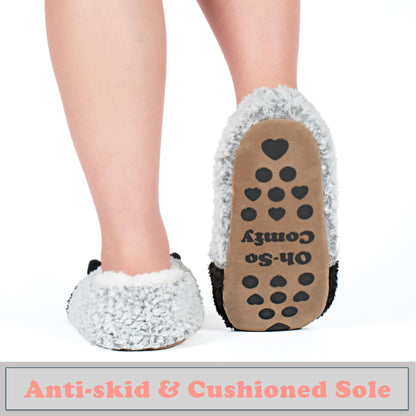 cosyone1997 Cute Slippers for Women Adults Kids Girls Teens, Fuzzy Bedroom Shoes Indoor, Soft Cozy Fluffy House Socks, Unique Funny Christmas Gifts for Mom Grandma Animal Lovers, Black Cat Size 7-8