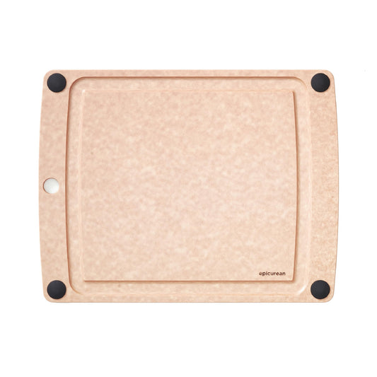Epicurean All-In-One Cutting Board with Non-Slip Feet and Juice Groove, 14.5" × 11.25", Natural/Black