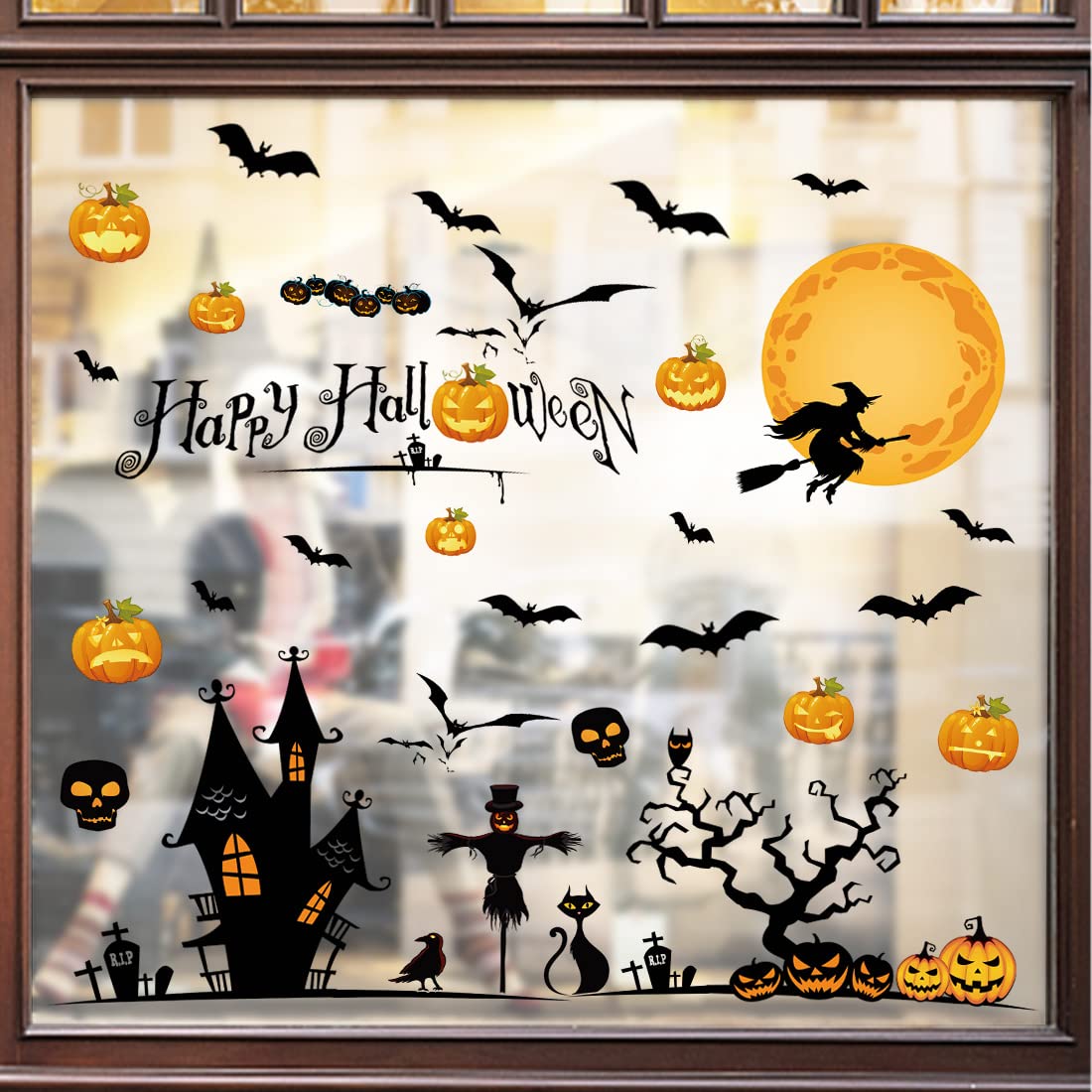 Hidreas Halloween Window Clings, Halloween Window Decorations Stickers Fall Window Wall Clings
