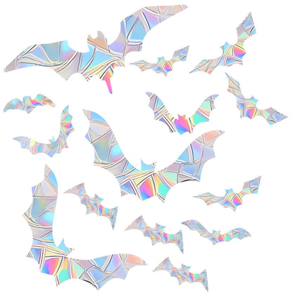 45PCS Halloween Bat Decoration Stickers for Bird Strikes - Anti-Collision Window Decals to Save Birds From Collisions, Non-Adhesive Reusable Vinyl Rainbow Stickers