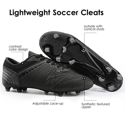DREAM PAIRS Mens Sport Flexible Athletic Lace Up Light Weight Outdoor Cleats Football Soccer Shoes,Size 7,Black/Dark/Grey,160859-M