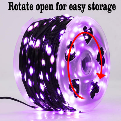 WATERGLIDE Extra Long 328 FT Halloween Lights, 1000 LED Outdoor Fairy String Light, Green PVC Copper Wire Christmas Lights, Plug in 8 Modes & Waterproof for Tree Party Home Yard Decor, Purple