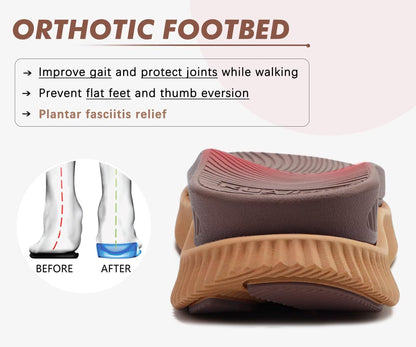 KuaiLu Walking Orthopedic Sandals Womens Comfortable Arch Support Hiking Sandles Plantar Fasciitis Athletic Sport Recovery Cushion Summer Travel Outdoor Open Toe Water Sandals Brown Khaki Size 11