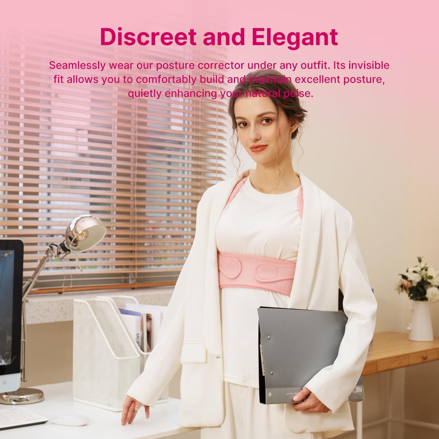 Fit Geno Posture Corrector for Women: Adjustable Lightweight Upper Back Brace for Neck Shoulder & Upper Back Pain Relief - Improve Posture Correct Hunchback Slouching Kyphosis Invisible Under Clothes (XS/S Under Bust 26"-37")